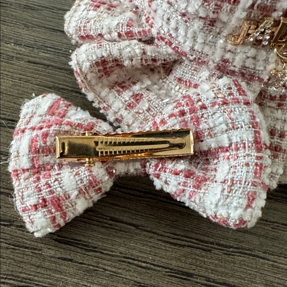 J'ADIOR pink and white tweed Labubu dress with matching bow NWOT - Picture 3 of 4